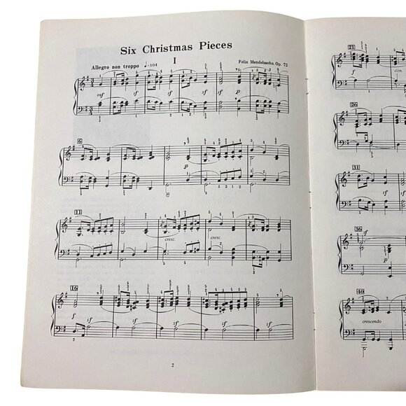 Mendelssohn Six Christmas Pieces Opus 72 for Piano Vintage Holiday Music Book - Picture 4 of 5